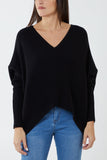 Deep V-Neck Ribbed Chevron Jumper For Women  - Dropwear