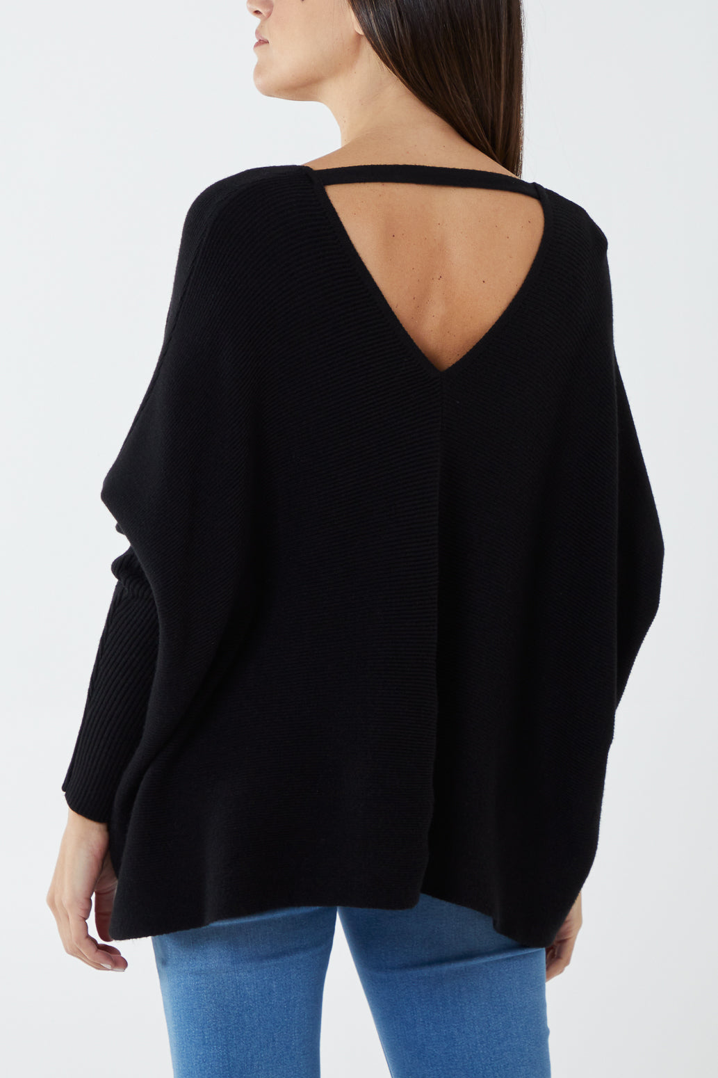 Deep V-Neck Ribbed Chevron Jumper For Women  - Dropwear