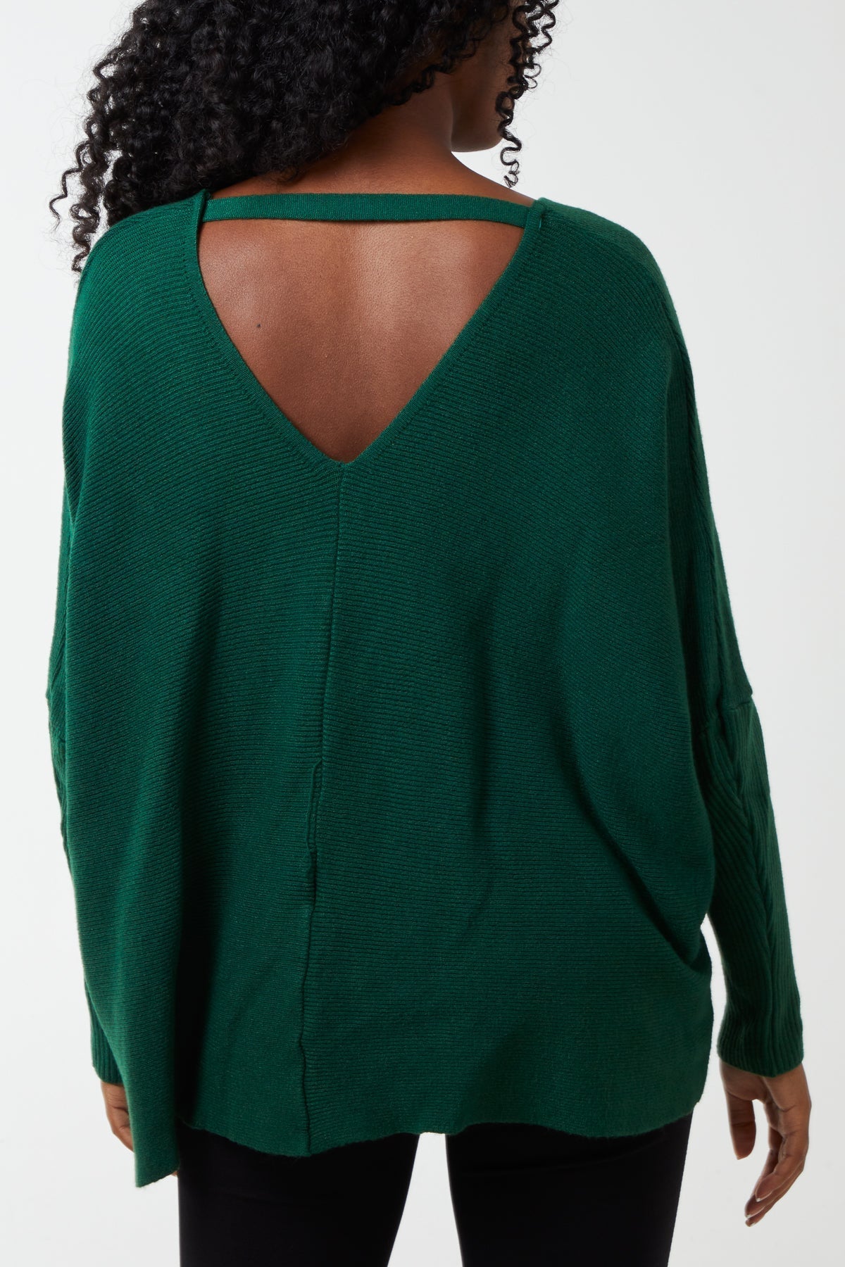 Grey Melange Deep V-Neck Ribbed Chevron Jumper For Women ONE SIZE - Dropwear