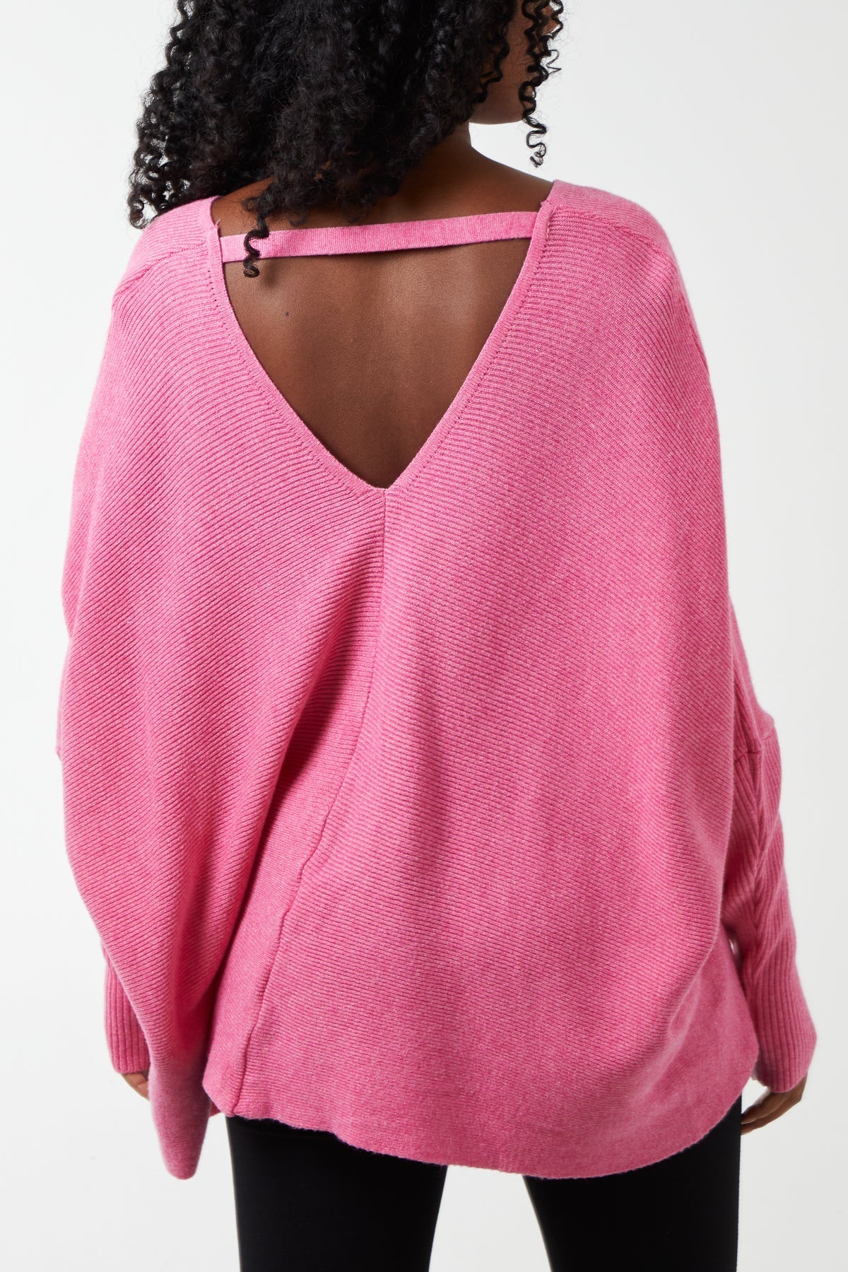 Deep V-Neck Ribbed Chevron Jumper For Women  - Dropwear