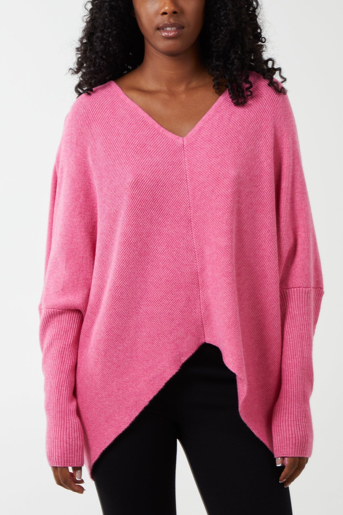 Deep V-Neck Ribbed Chevron Jumper For Women  - Dropwear