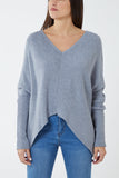 Teal Deep V-Neck Ribbed Chevron Jumper For Women ONE SIZE - Dropwear