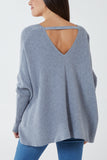 Bottle Green Deep V-Neck Ribbed Chevron Jumper For Women ONE SIZE - Dropwear