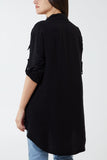 Two Pocket Asymmetric Hem Cotton Shirt For Women  - Dropwear