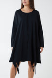 Jade Green Raw Edge Sweatshirt Dress For Women ONE SIZE - Dropwear