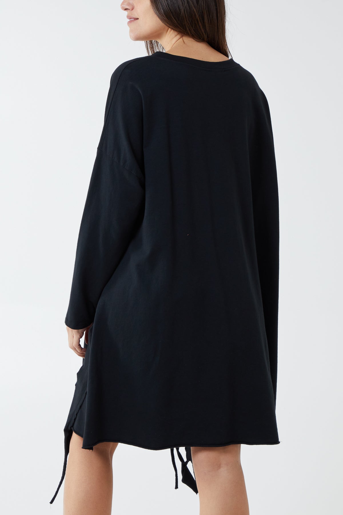 Royal Blue Raw Edge Sweatshirt Dress For Women ONE SIZE - Dropwear