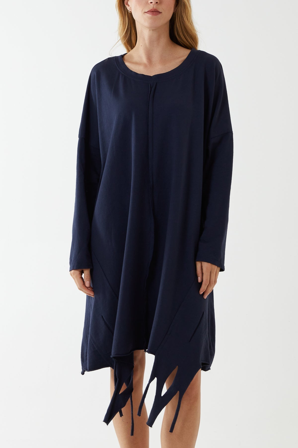 Raw Edge Sweatshirt Dress For Women  - Dropwear