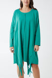 Black Raw Edge Sweatshirt Dress For Women ONE SIZE - Dropwear