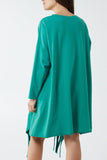 Navy Raw Edge Sweatshirt Dress For Women ONE SIZE - Dropwear