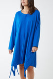 Coral Raw Edge Sweatshirt Dress For Women ONE SIZE - Dropwear