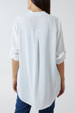 Apple Green V-Neck Poly Crepe Roll Sleeve Blouse For Women ONE SIZE - Dropwear