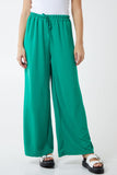Black XL Drawstring Viscose Crepe Wide Leg Trousers For Women ONE SIZE - Dropwear