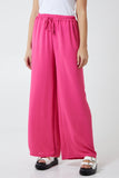 XL Drawstring Viscose Crepe Wide Leg Trousers For Women  - Dropwear