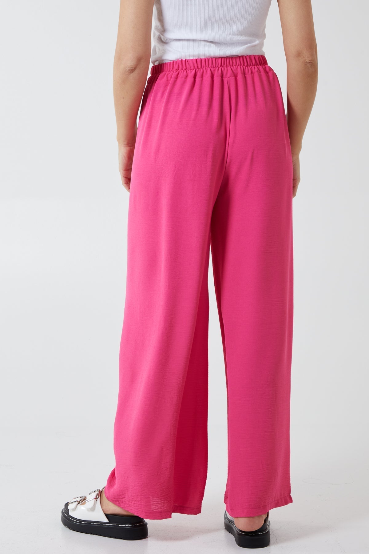XL Drawstring Viscose Crepe Wide Leg Trousers For Women  - Dropwear