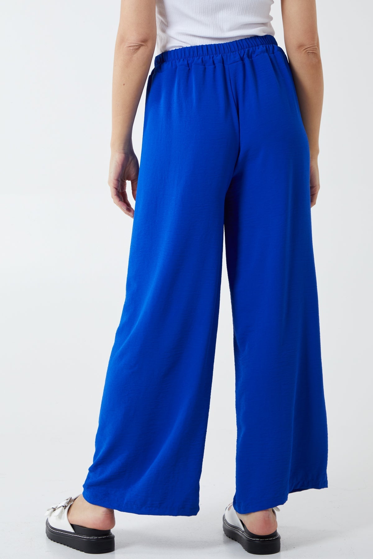 XL Drawstring Viscose Crepe Wide Leg Trousers For Women  - Dropwear