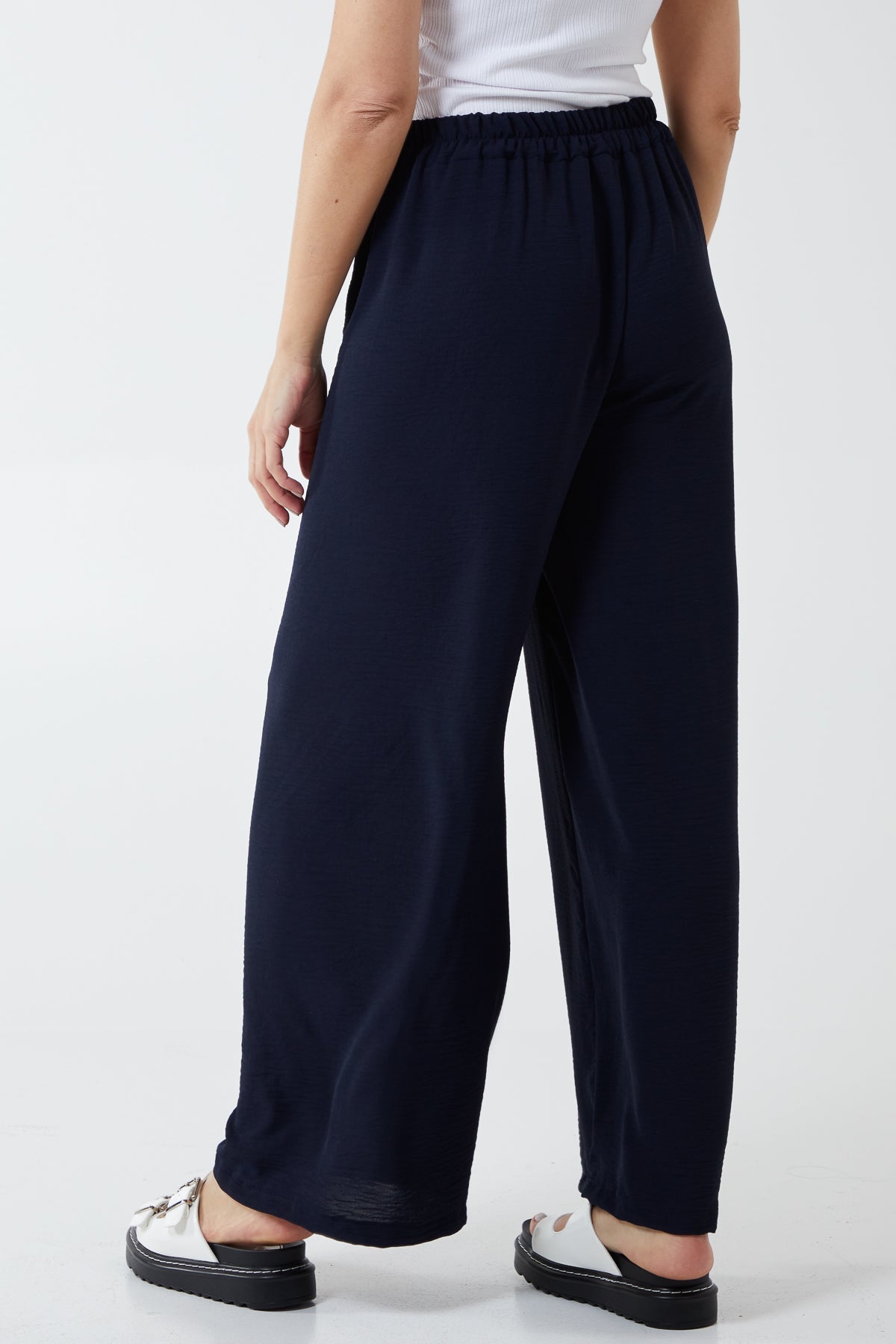 Jade XL Drawstring Viscose Crepe Wide Leg Trousers For Women ONE SIZE - Dropwear