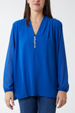 Gold Button Detail Blouse For Women  - Dropwear