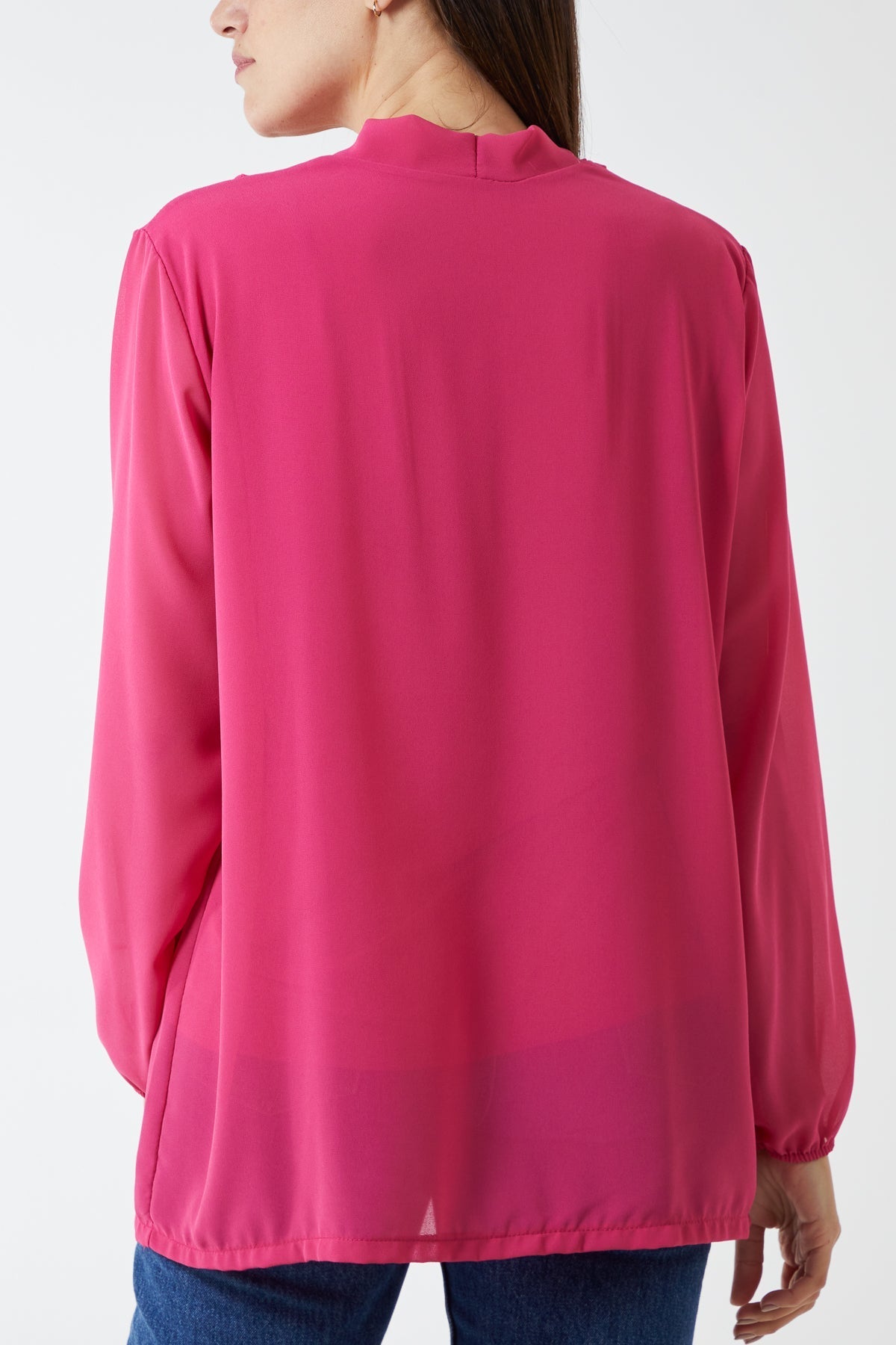 Royal Blue Gold Button Detail Blouse For Women  - Dropwear
