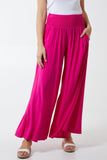 Shirred Deep Waist Band Wide Culottes For Women  - Dropwear