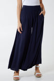 Shirred Deep Waist Band Wide Culottes For Women  - Dropwear
