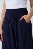 Shirred Deep Waist Band Wide Culottes For Women  - Dropwear