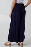 Shirred Deep Waist Band Wide Culottes For Women  - Dropwear