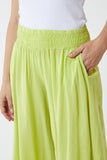 Fuchsia Shirred Deep Waist Band Wide Culottes For Women ONE SIZE - Dropwear