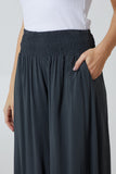 Shirred Deep Waist Band Wide Culottes For Women  - Dropwear