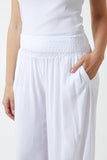 Shirred Deep Waist Band Wide Culottes For Women  - Dropwear