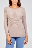 Pink Ribbed Star Jumper For Women ONE SIZE - Dropwear