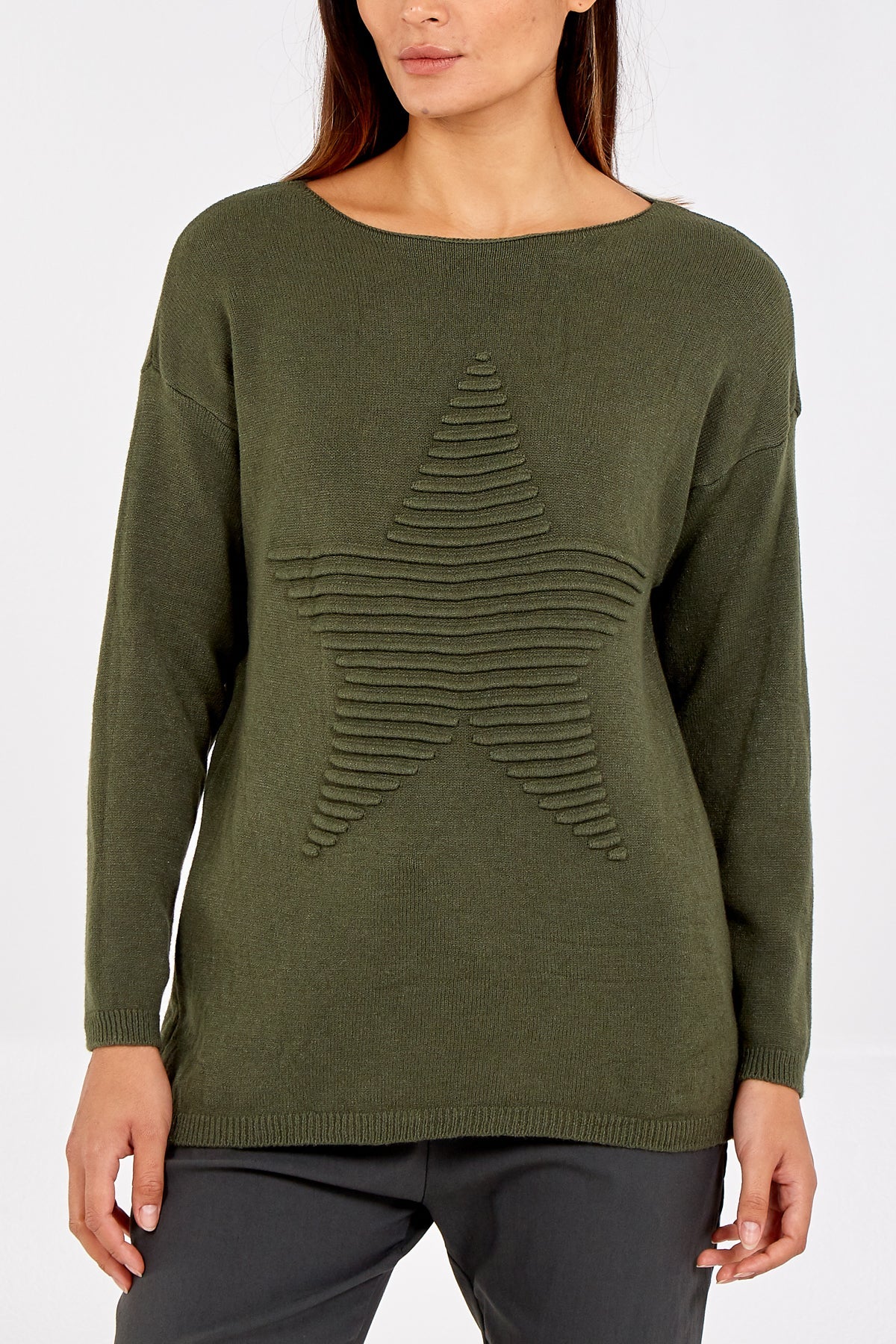 Ribbed Star Jumper For Women  - Dropwear