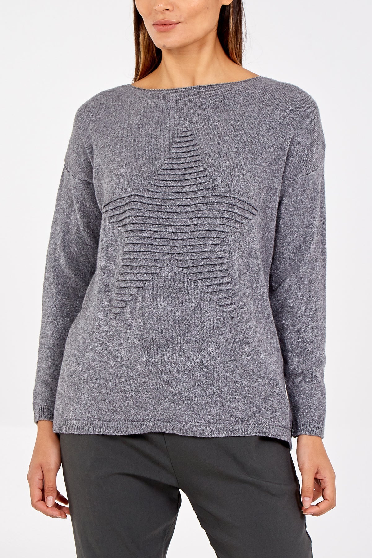 Coral Ribbed Star Jumper For Women ONE SIZE - Dropwear