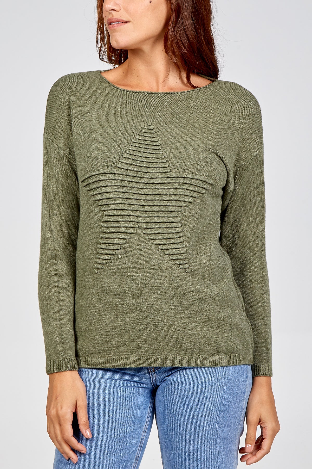 Mint Ribbed Star Jumper For Women ONE SIZE - Dropwear