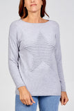 Ribbed Star Jumper For Women  - Dropwear