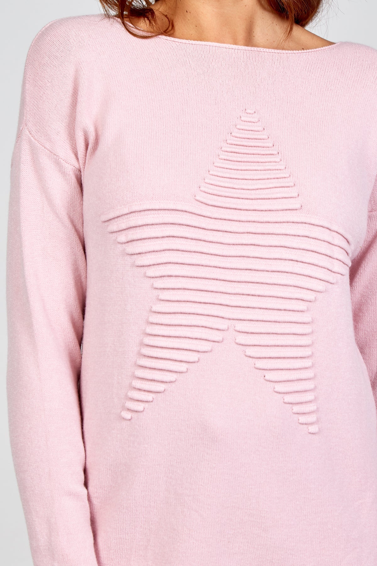 Lilac Ribbed Star Jumper For Women ONE SIZE - Dropwear