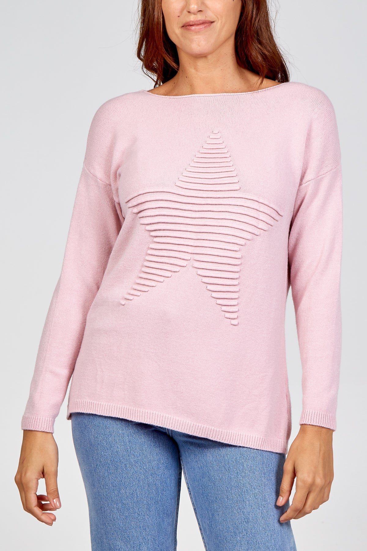 Camel Ribbed Star Jumper For Women ONE SIZE - Dropwear