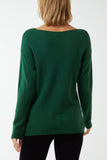 Petrol Ribbed Star Jumper For Women ONE SIZE - Dropwear