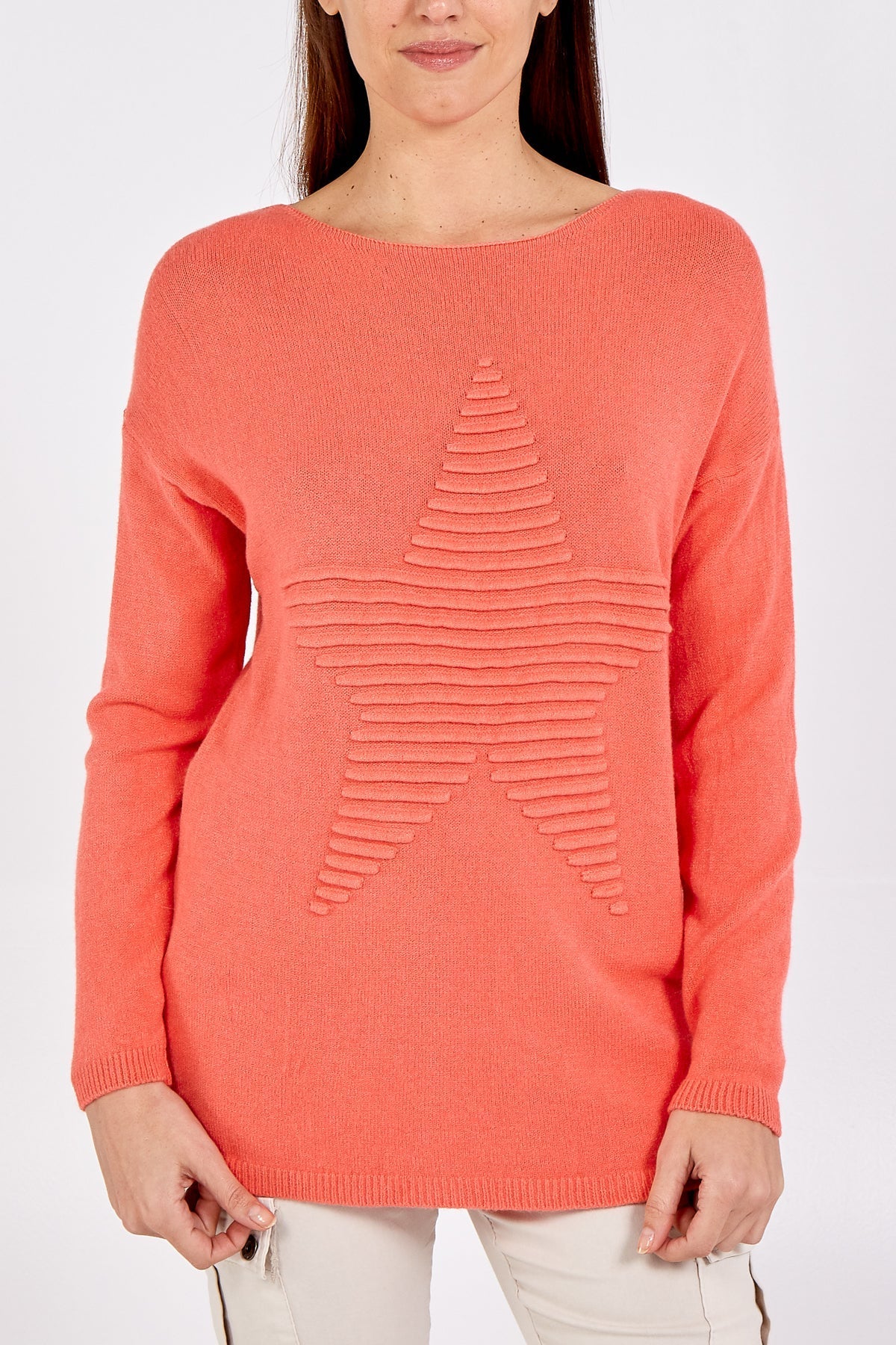 Ribbed Star Jumper For Women  - Dropwear