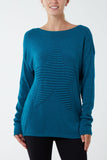 Light Blue Ribbed Star Jumper For Women ONE SIZE - Dropwear