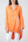 Angel Wings Dip Hem Hooded Shirt