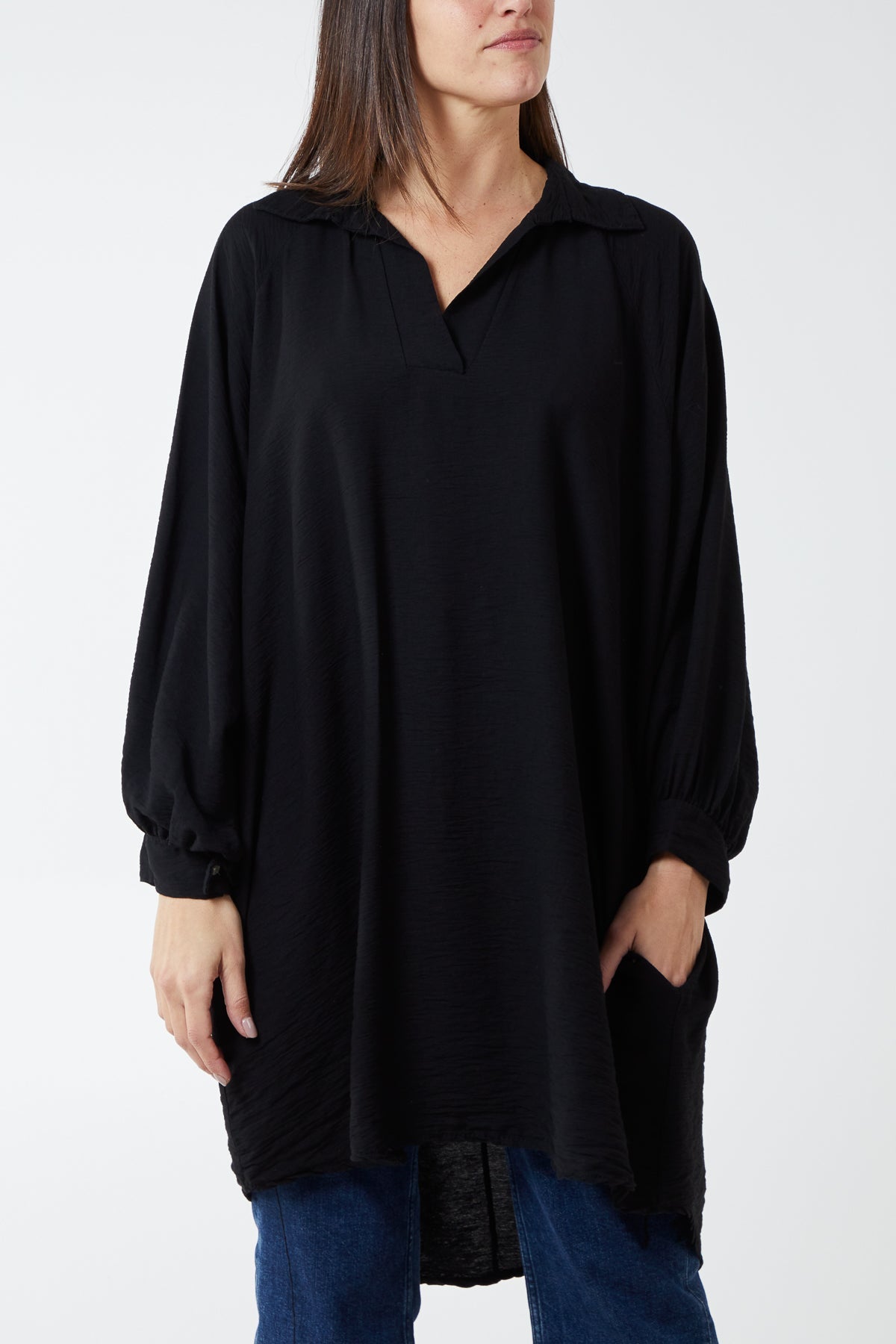 Jade Kiwi Collar Shirt Tunic For Women ONE SIZE - Dropwear