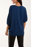 V-Neck Centre Front Tie Hem Blouse For Women  - Dropwear
