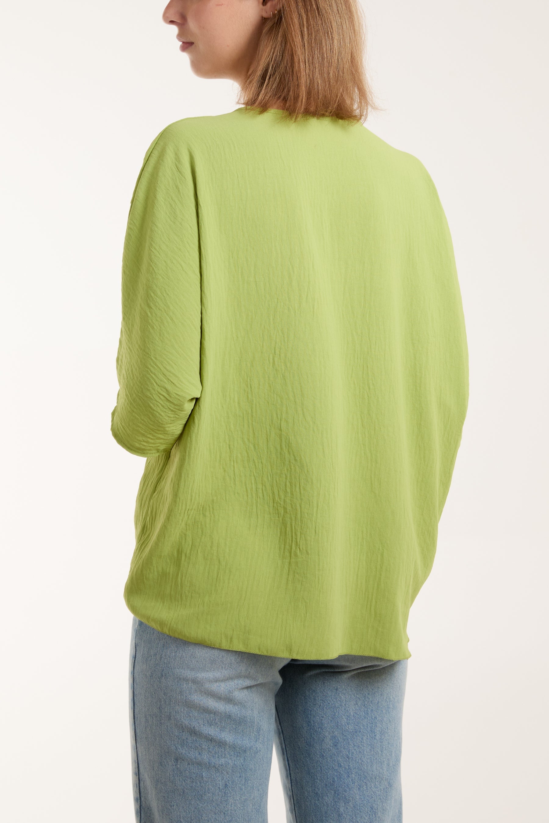 V-Neck Centre Front Tie Hem Blouse For Women  - Dropwear