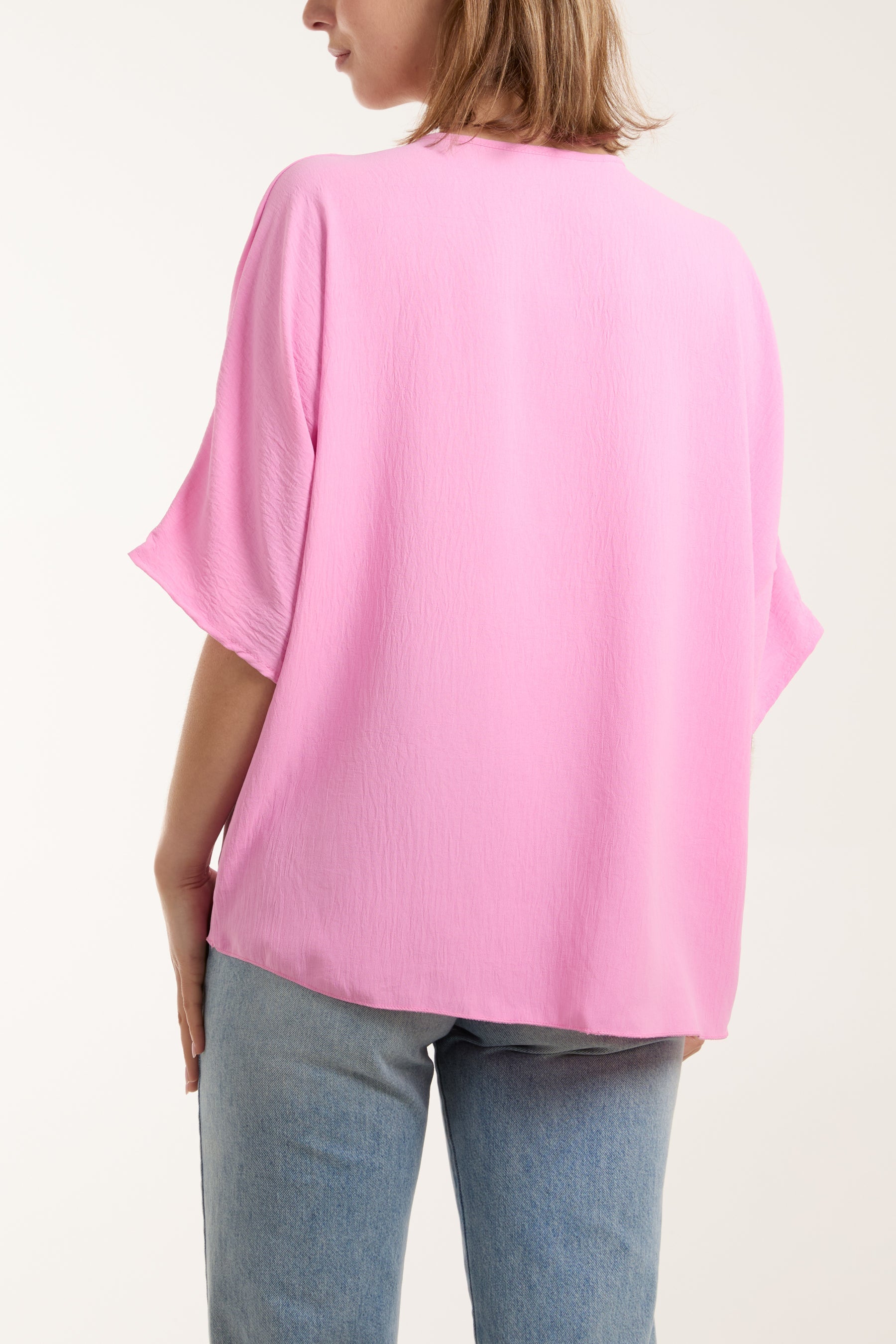 V-Neck Centre Front Tie Hem Blouse For Women  - Dropwear