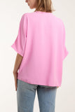 Coral V-Neck Centre Front Tie Hem Blouse For Women ONE SIZE - Dropwear