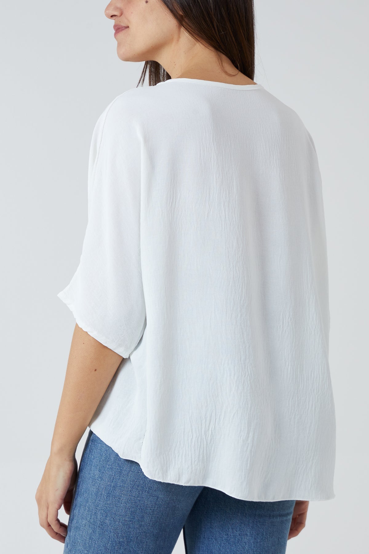 Orange V-Neck Centre Front Tie Hem Blouse For Women ONE SIZE - Dropwear