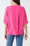V-Neck Centre Front Tie Hem Blouse For Women  - Dropwear