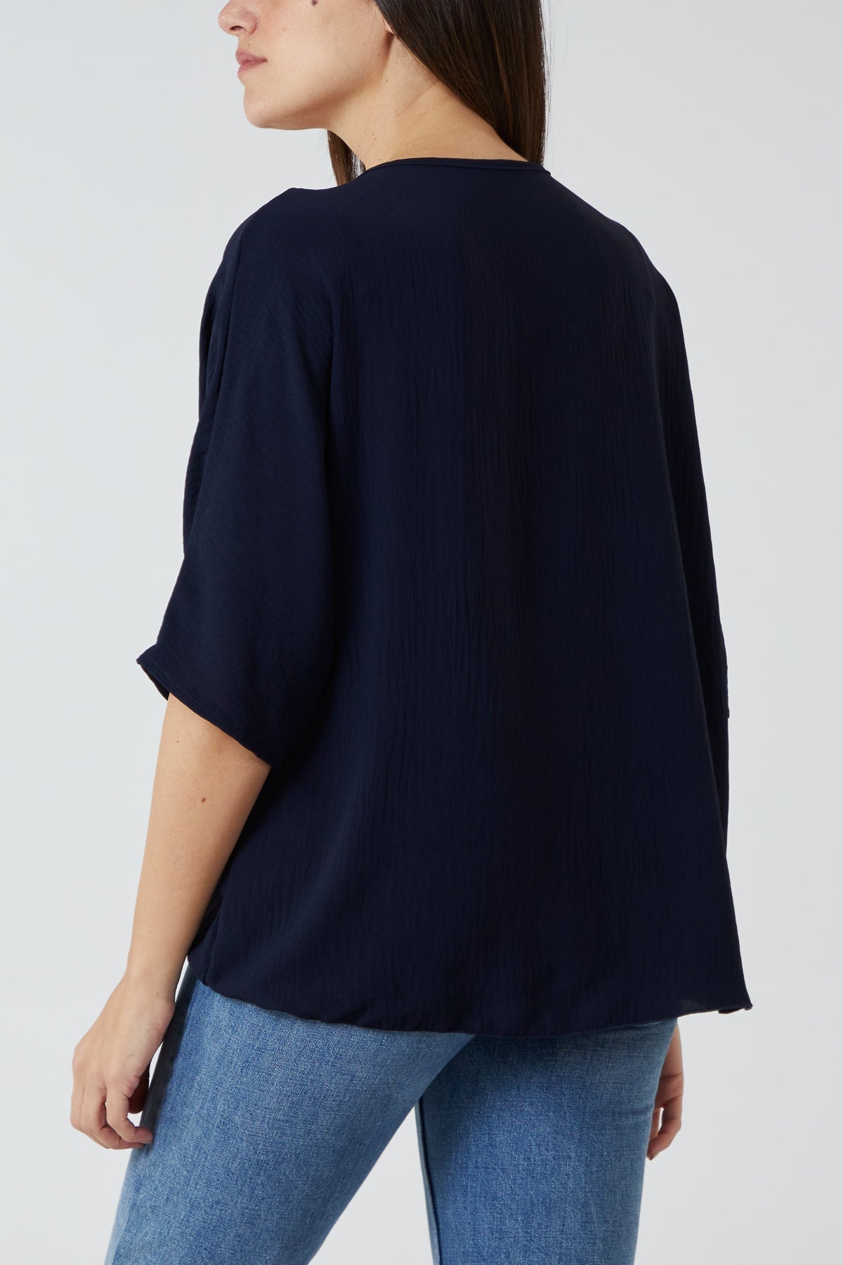Pink V-Neck Centre Front Tie Hem Blouse For Women ONE SIZE - Dropwear
