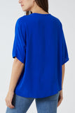 V-Neck Centre Front Tie Hem Blouse For Women  - Dropwear