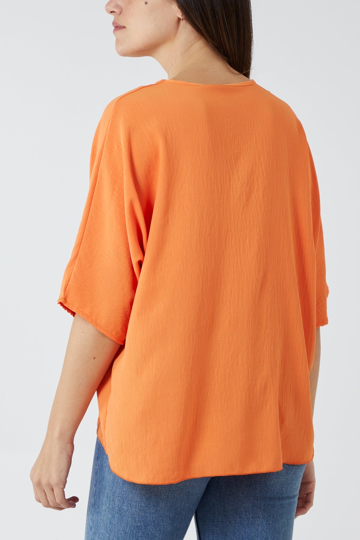 V-Neck Centre Front Tie Hem Blouse For Women  - Dropwear